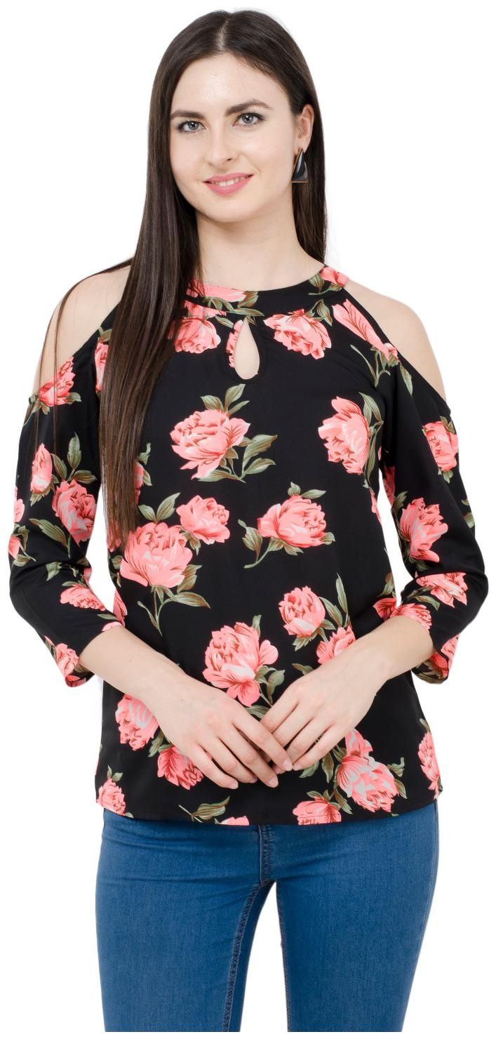 

KARMIC VISION Women Floral Regular top - Black