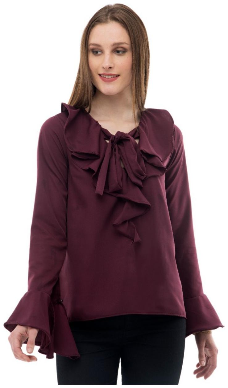 

KARMIC VISION Women Solid Regular top - Purple
