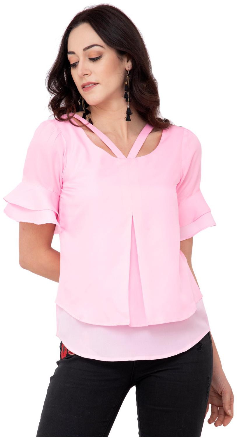 

KARMIC VISION Women Solid Regular top - Pink