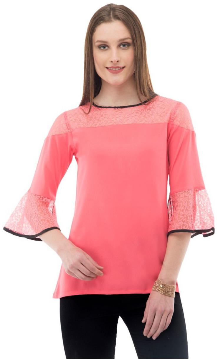 

KARMIC VISION Women Solid Regular top - Pink