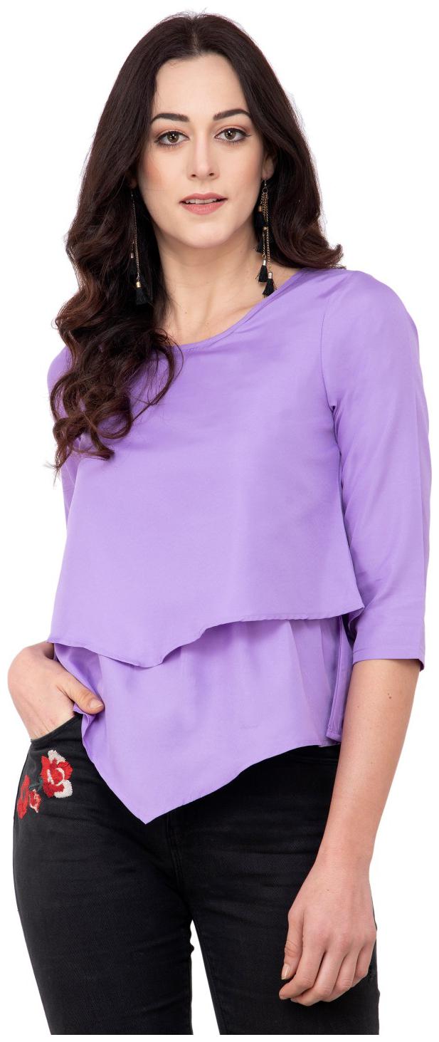 

KARMIC VISION Women Solid Regular top - Purple