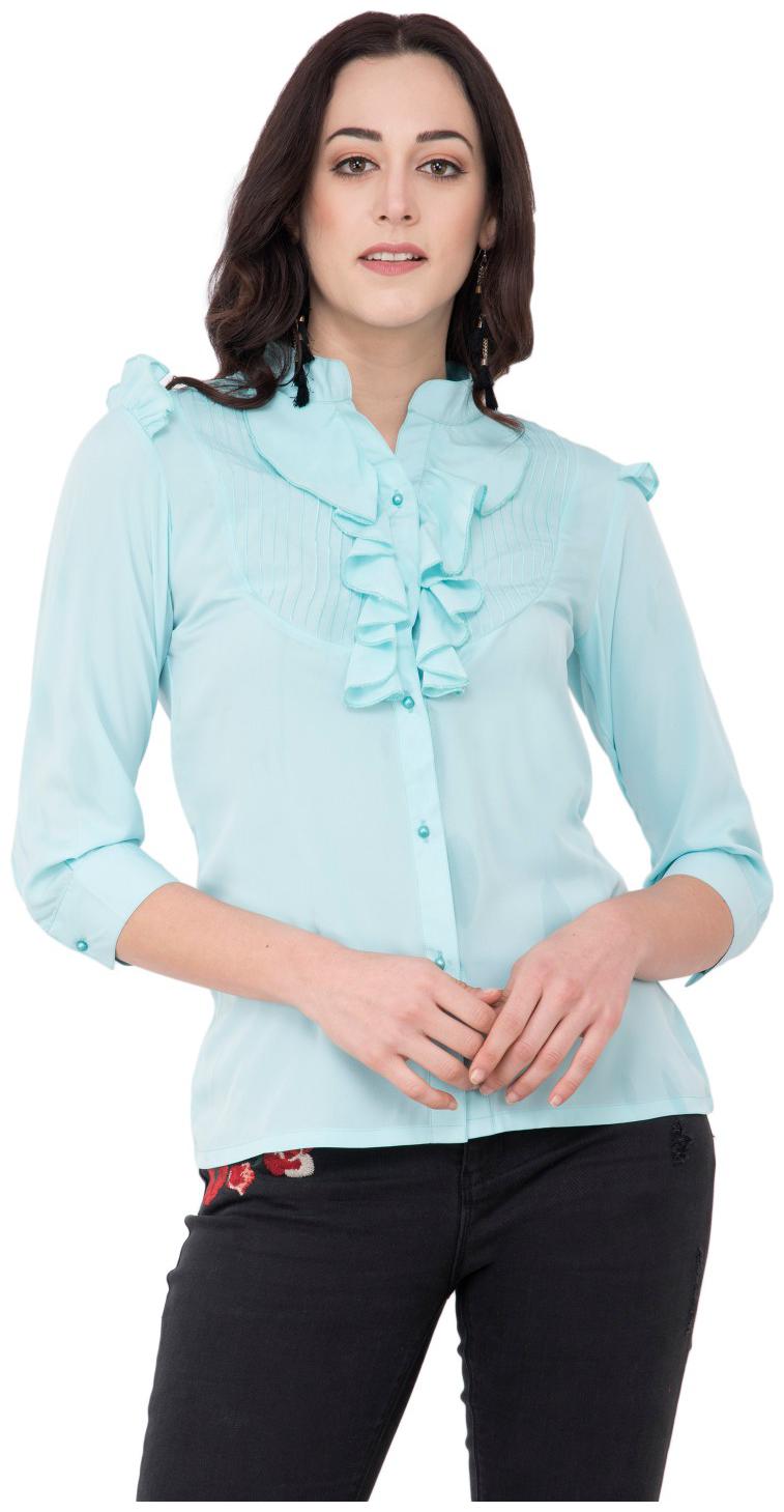 

KARMIC VISION Women Solid Regular top - Blue