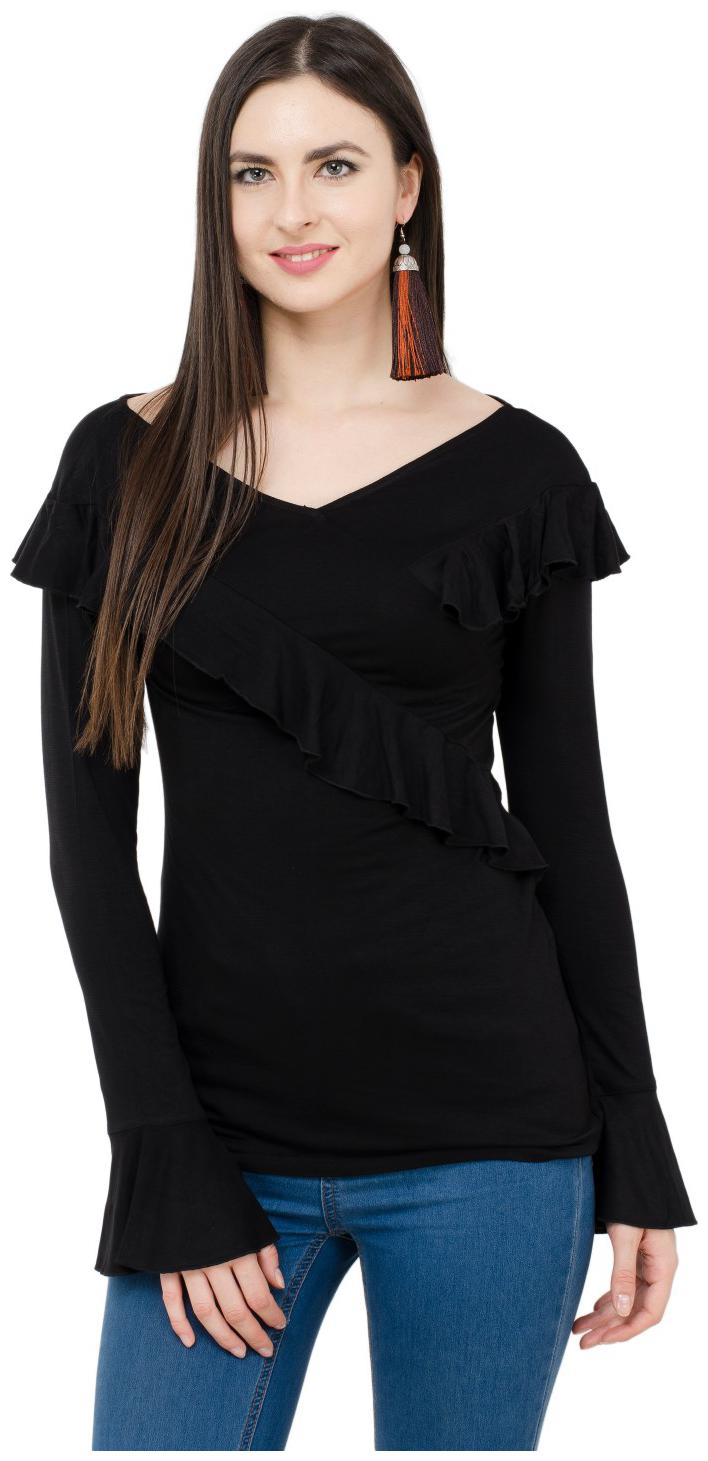 

KARMIC VISION Women Solid Regular top - Black