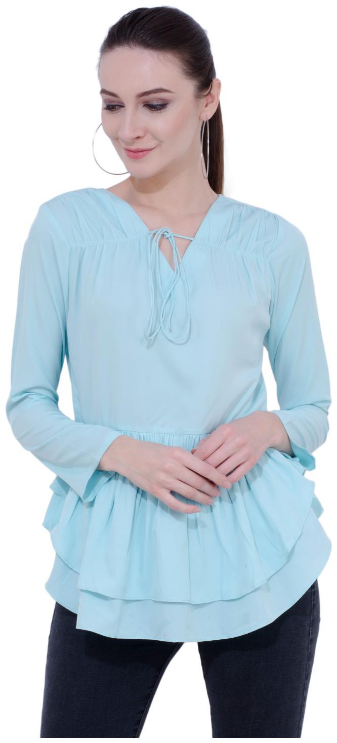 

KARMIC VISION Women Solid Regular top - Blue