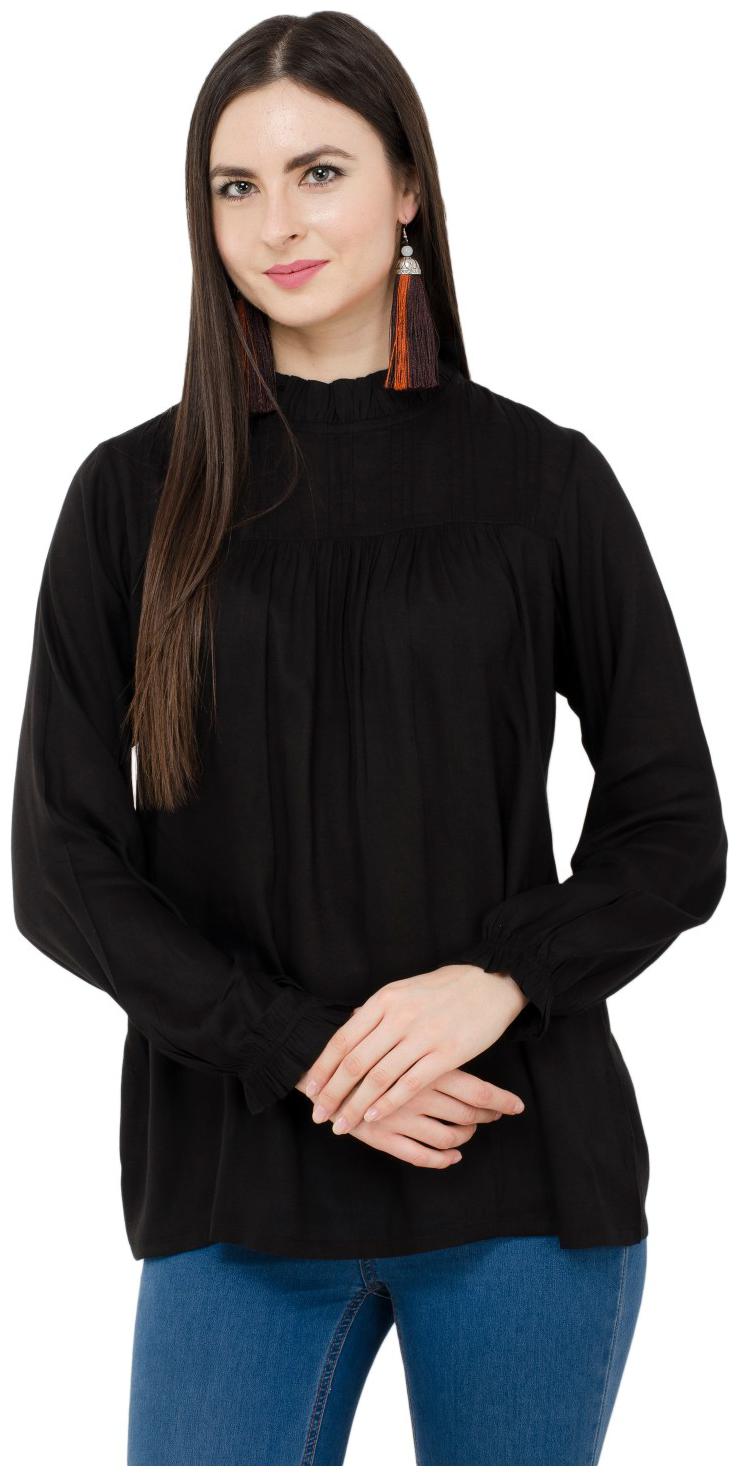 

KARMIC VISION Women Solid Regular top - Black