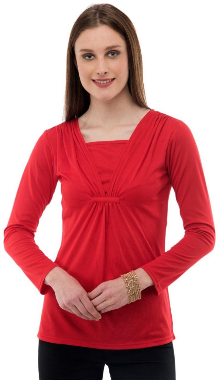 

KARMIC VISION Women Solid Regular top - Red
