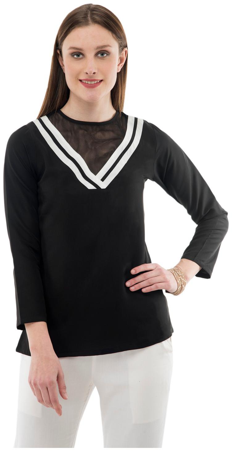 

KARMIC VISION Women Solid Regular top - Black