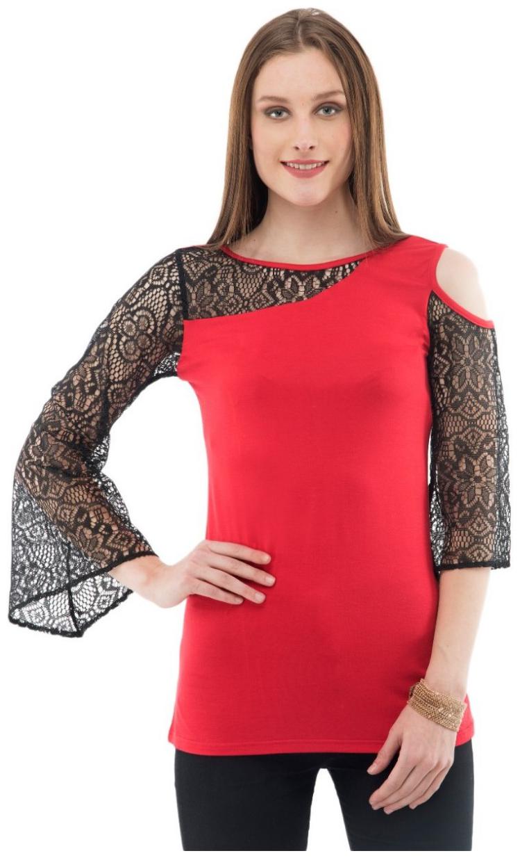 

KARMIC VISION Women Solid Regular top - Red