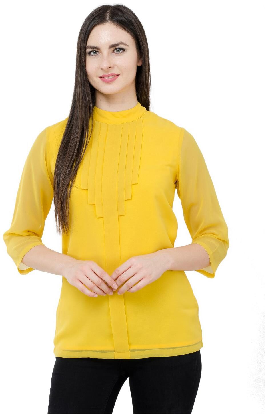 

KARMIC VISION Women Solid Regular top - Yellow