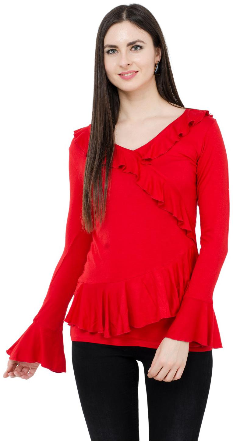

KARMIC VISION Women Solid Regular top - Red