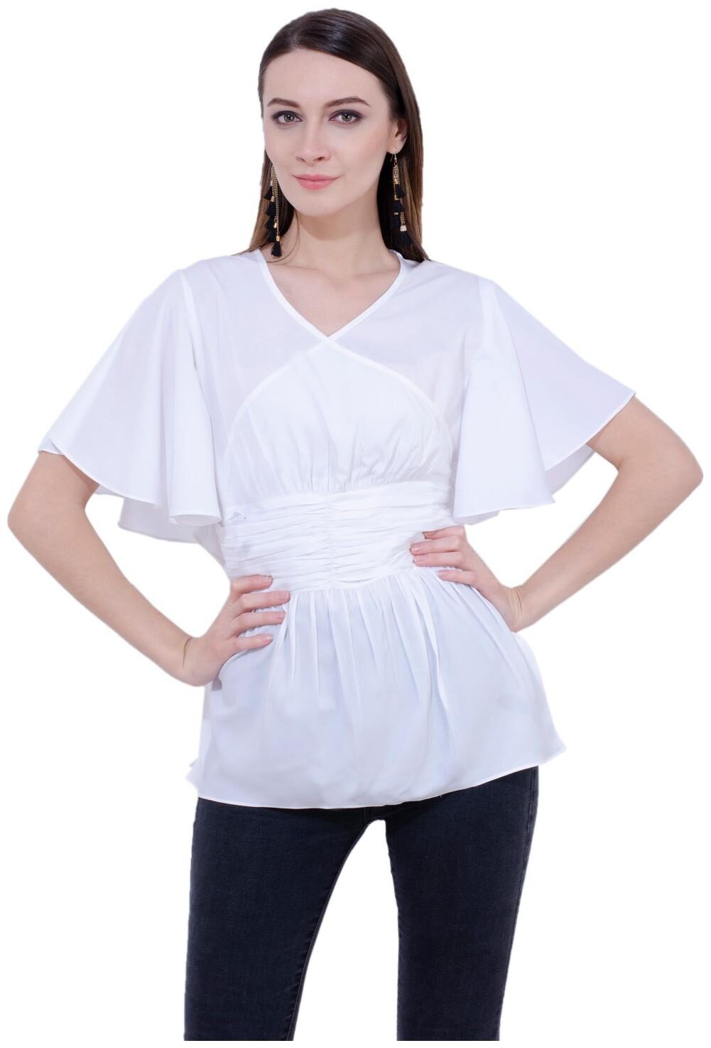 

KARMIC VISION Women Solid Regular top - White
