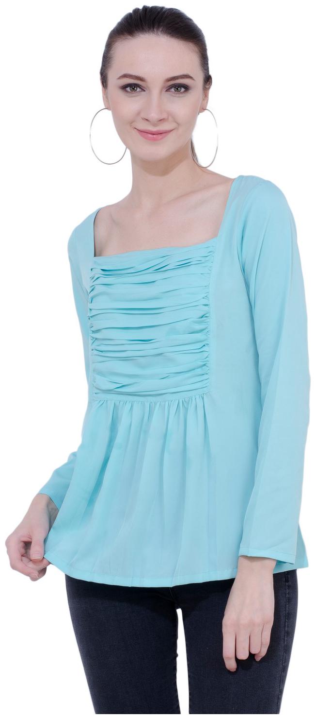 

KARMIC VISION Women Solid Regular top - Blue