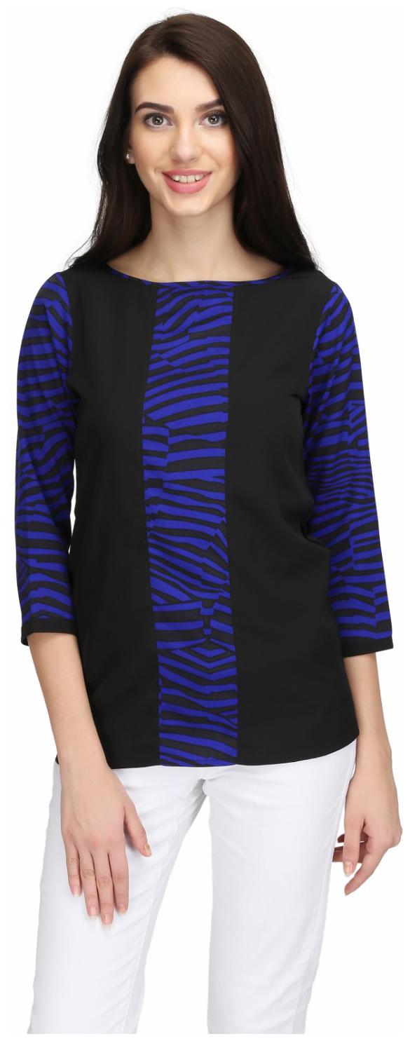 

KARMIC VISION Women Self design Regular top - Blue Black