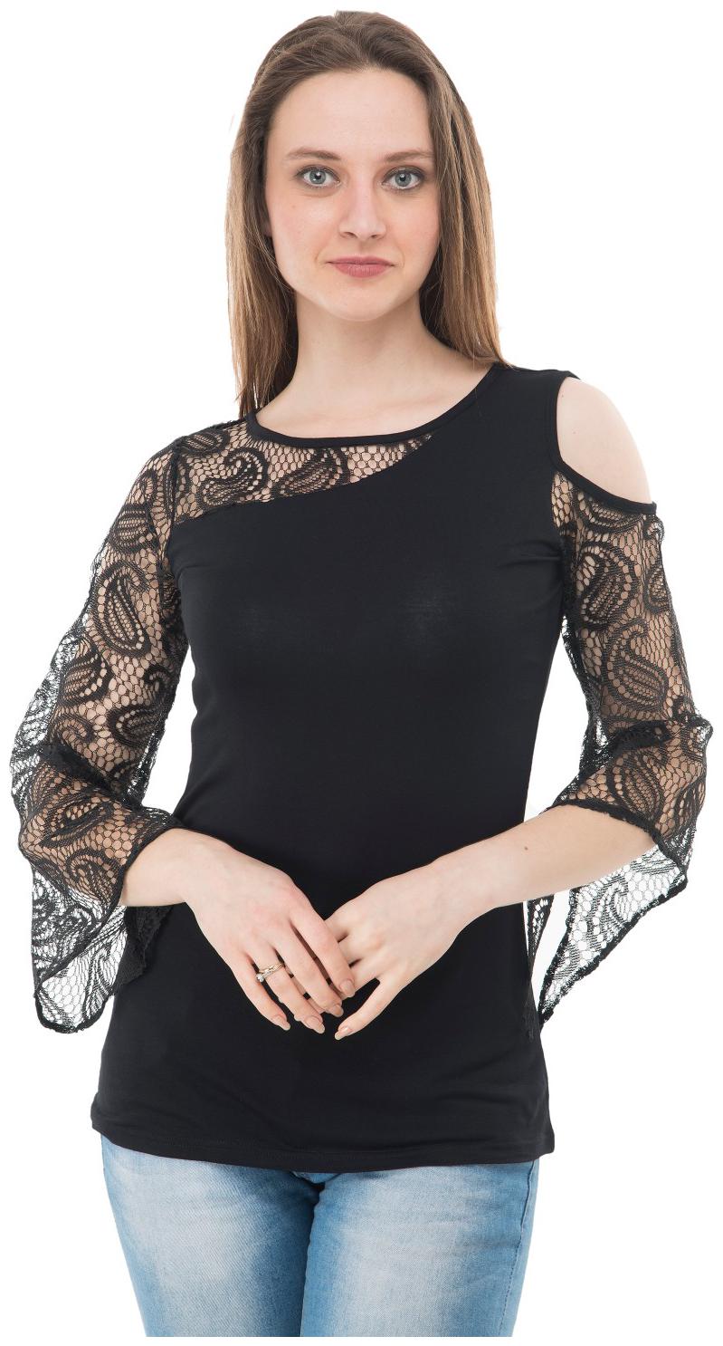 

KARMIC VISION Women Solid Regular top - Black