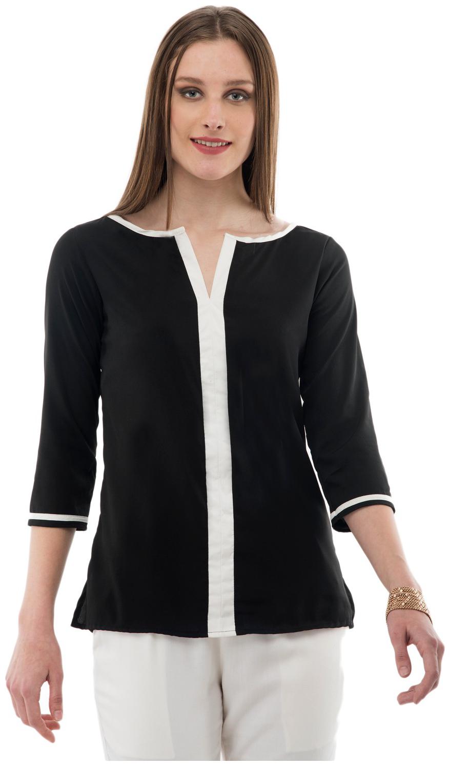 

KARMIC VISION Women Solid Regular top - Black