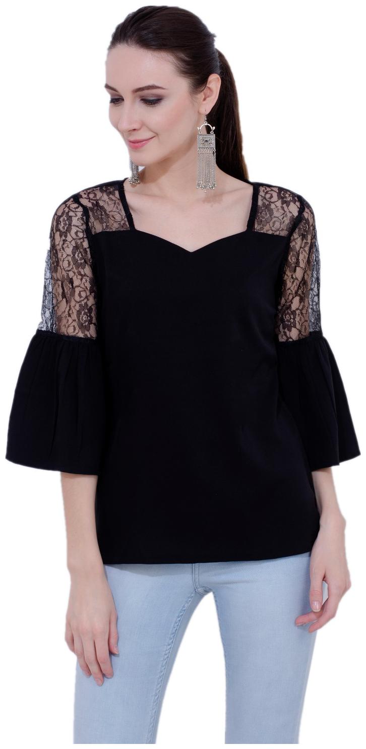 

KARMIC VISION Women Solid Regular top - Black