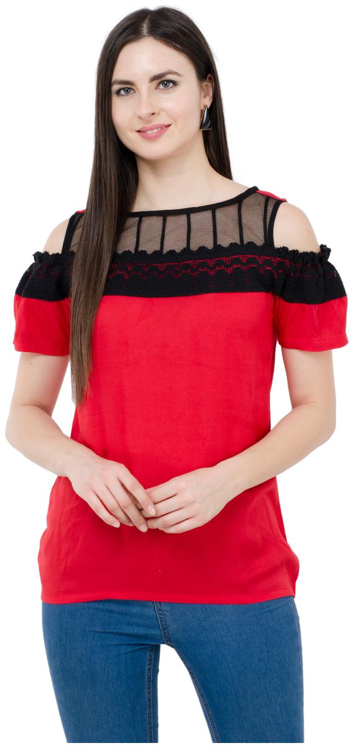 

KARMIC VISION Women Solid Regular top - Red