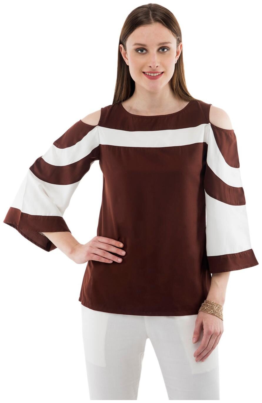

KARMIC VISION Women Solid Regular top - Brown