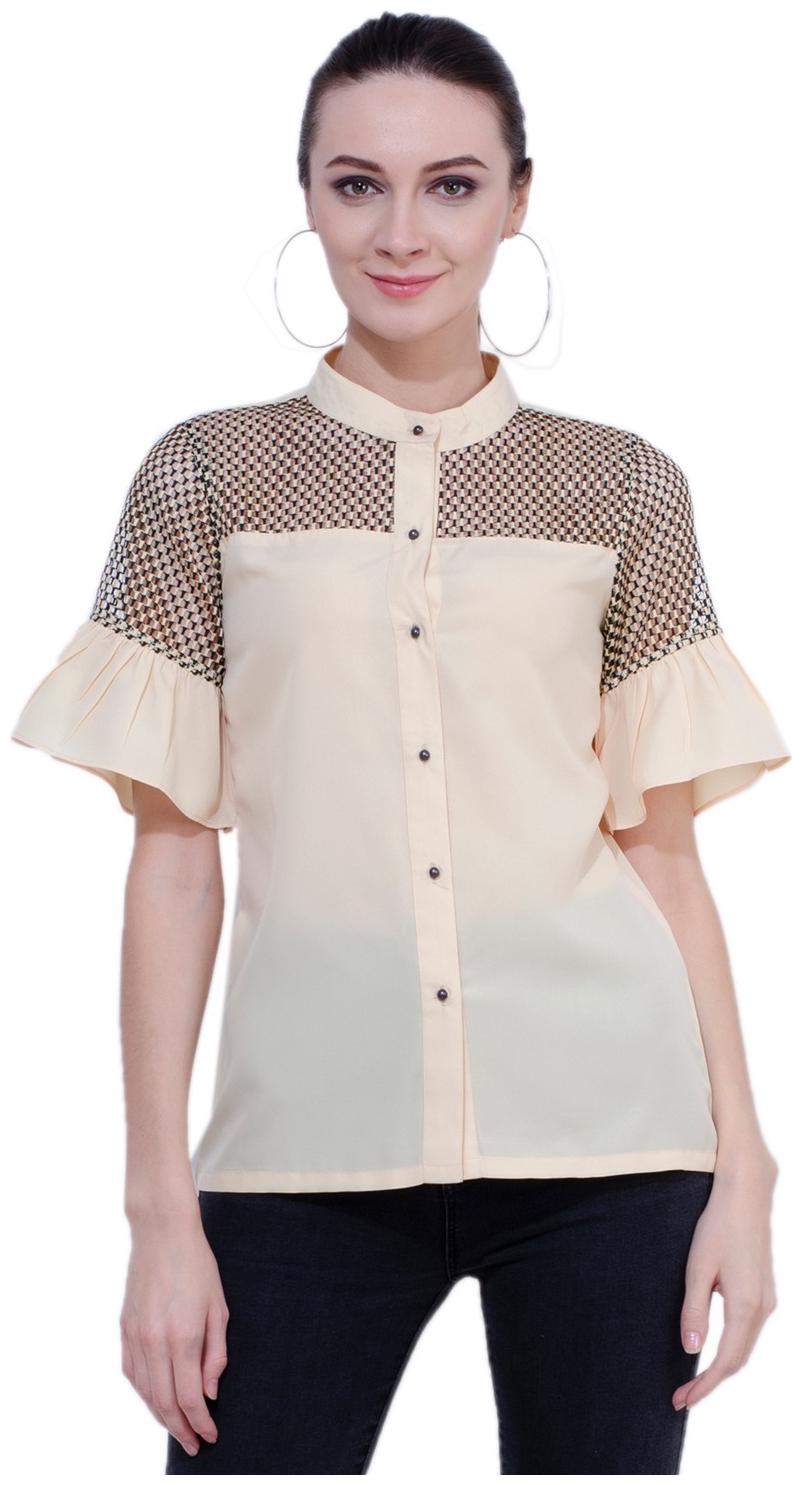 

KARMIC VISION Women Solid Regular top - Beige