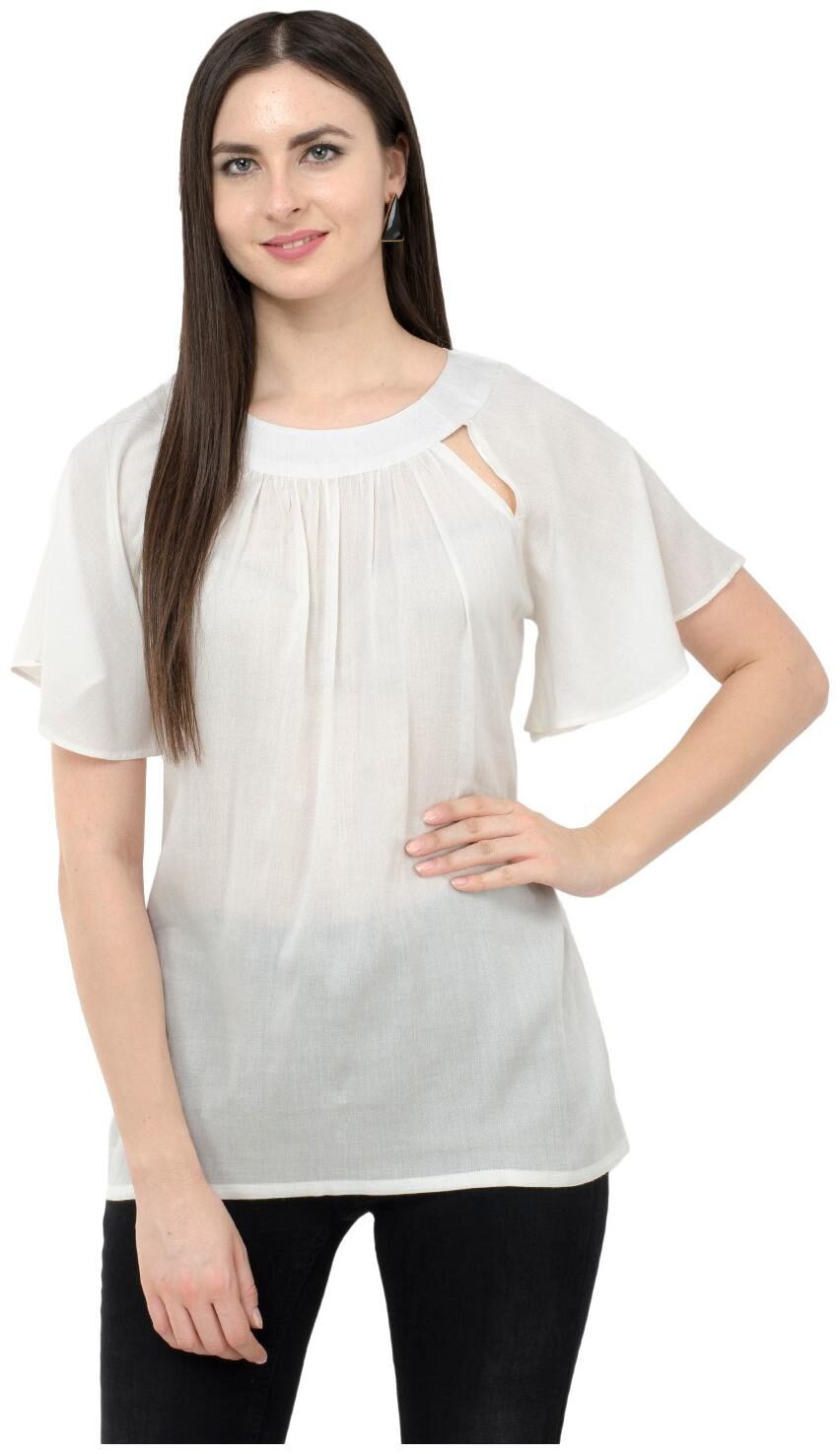

KARMIC VISION Women Solid Regular top - White