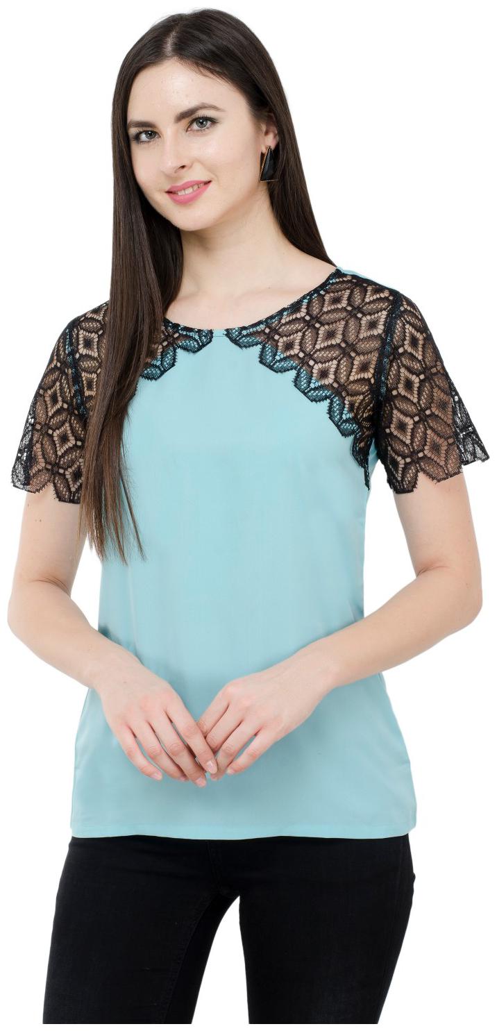 

KARMIC VISION Women Solid Regular top - Blue