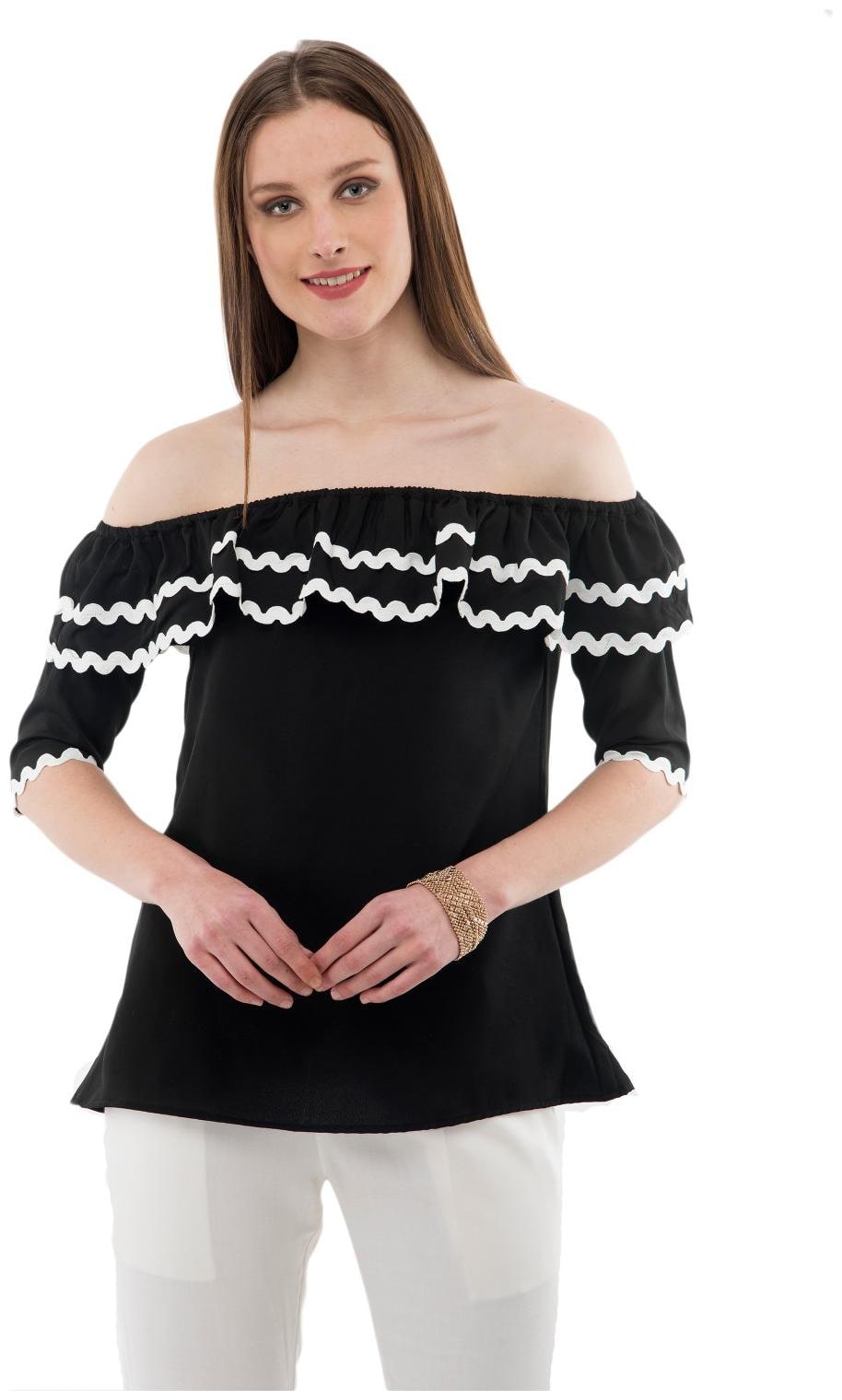 

KARMIC VISION Women Solid Regular top - Black