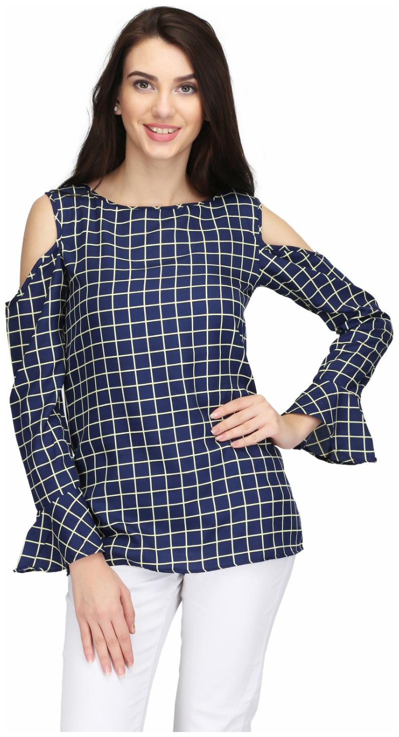 

KARMIC VISION Women Checked Regular top - Blue