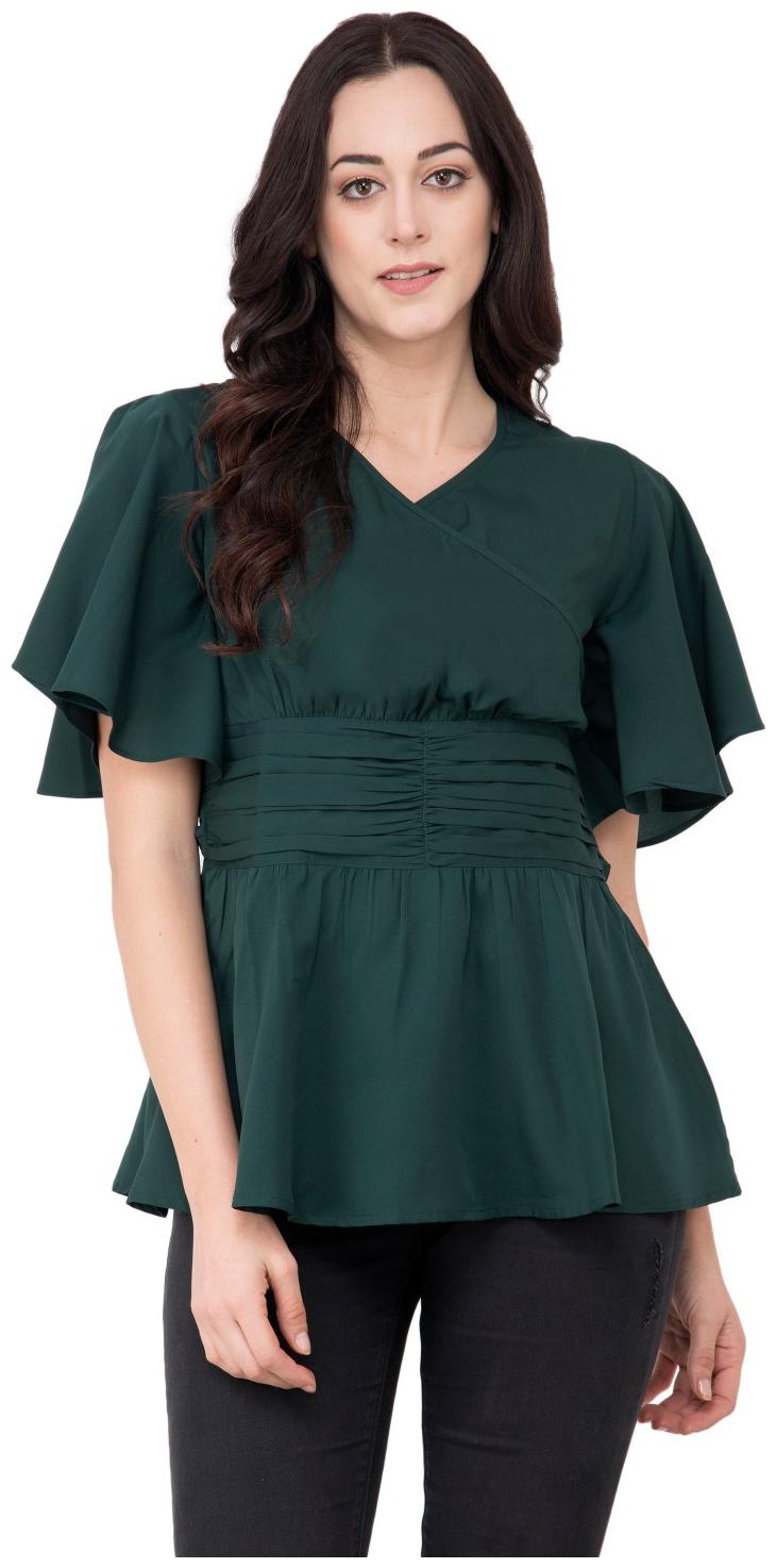 

KARMIC VISION Women Solid Regular top - Green