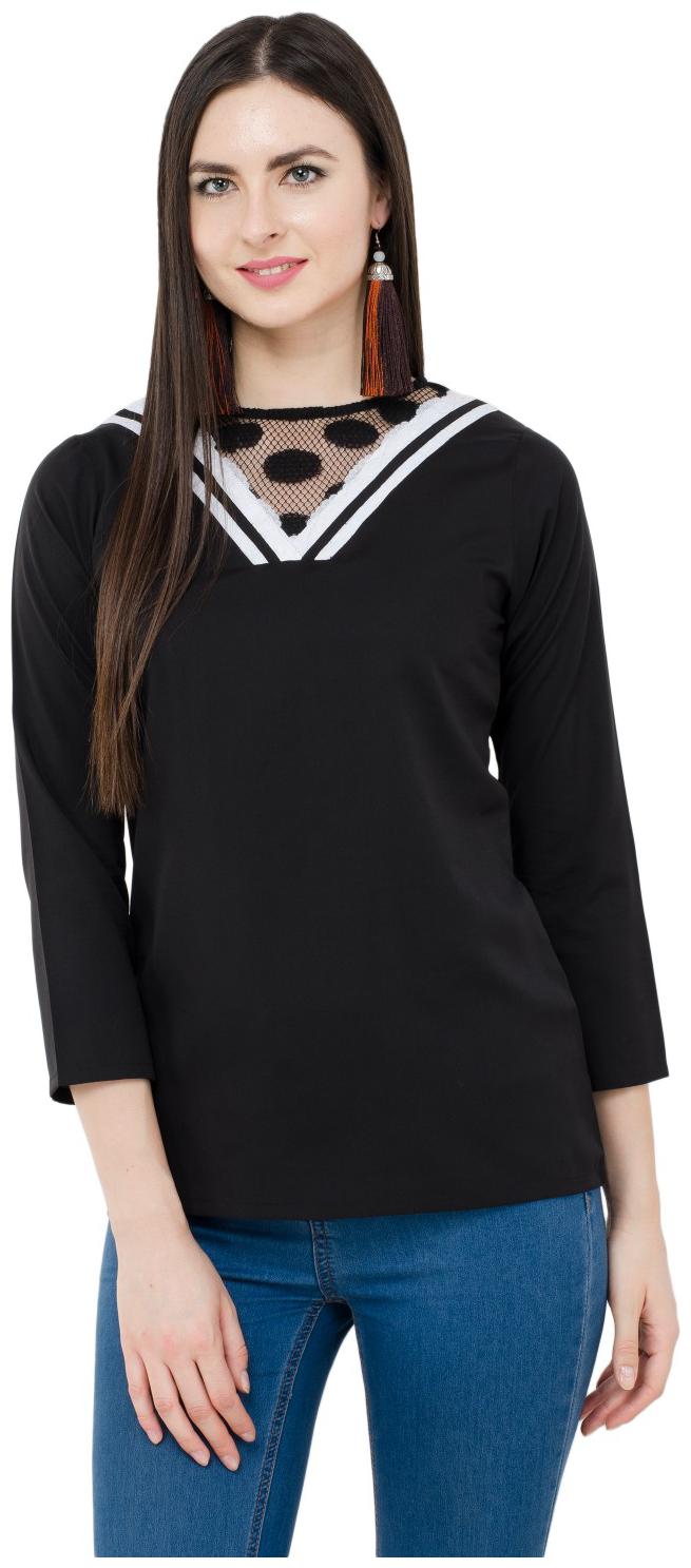 

KARMIC VISION Women Solid Regular top - Black