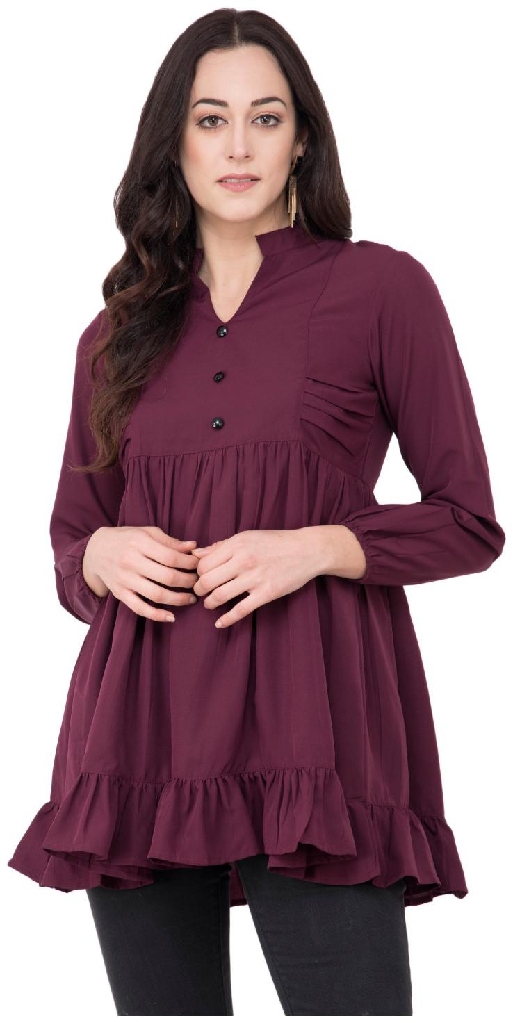 

KARMIC VISION Women Solid Regular top - Purple