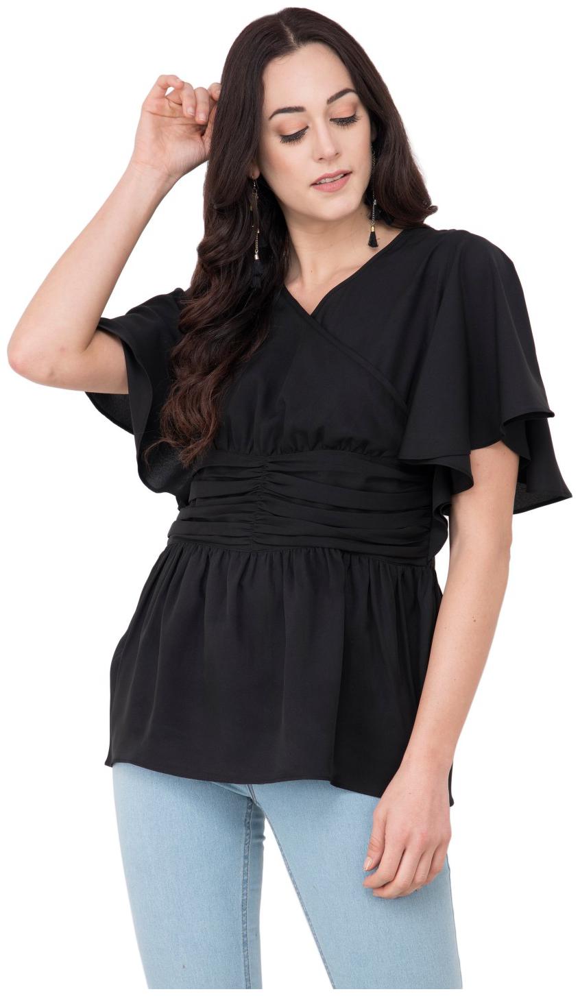 

KARMIC VISION Women Solid Regular top - Black