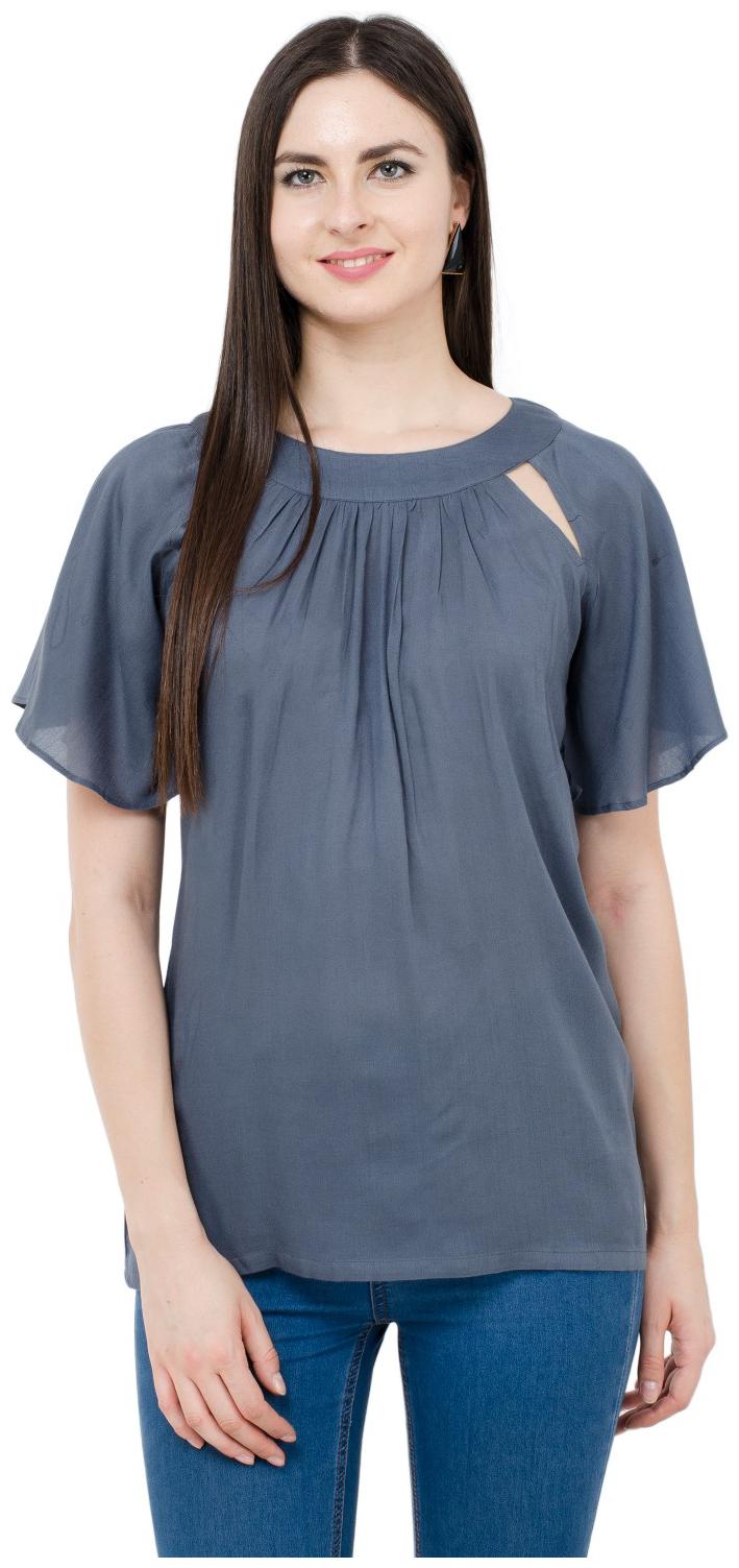 

KARMIC VISION Women Solid Regular top - Grey
