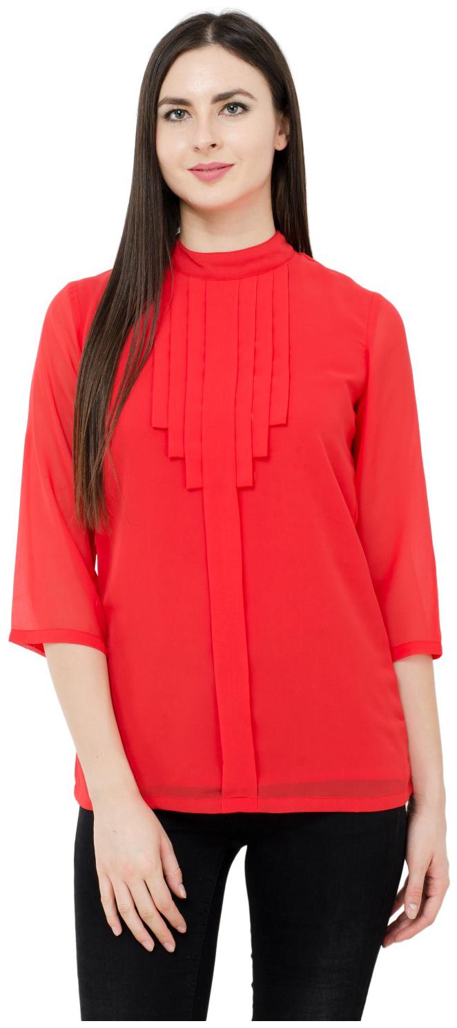

KARMIC VISION Women Solid Regular top - Red