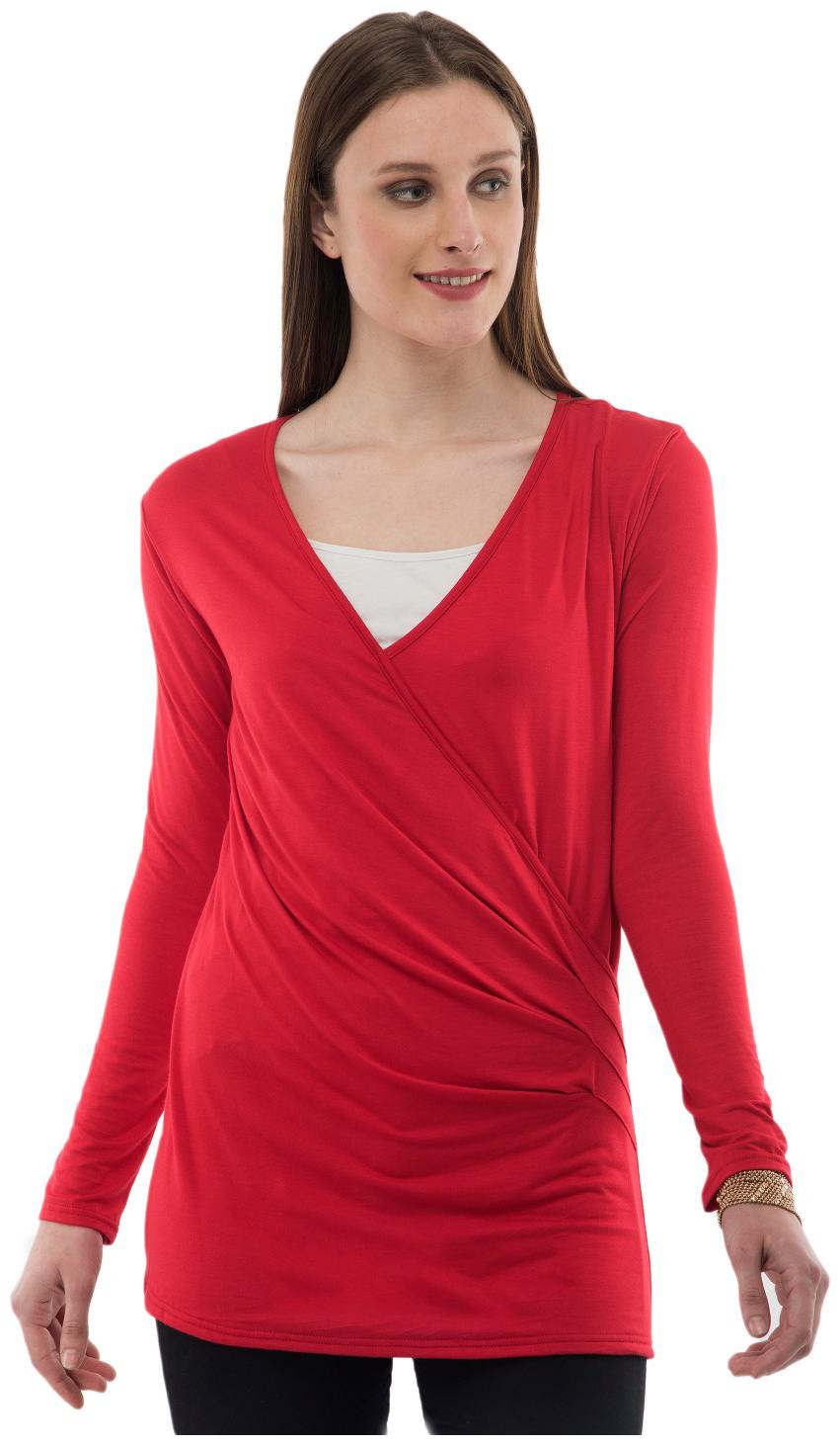 

KARMIC VISION Women Solid Regular top - Red