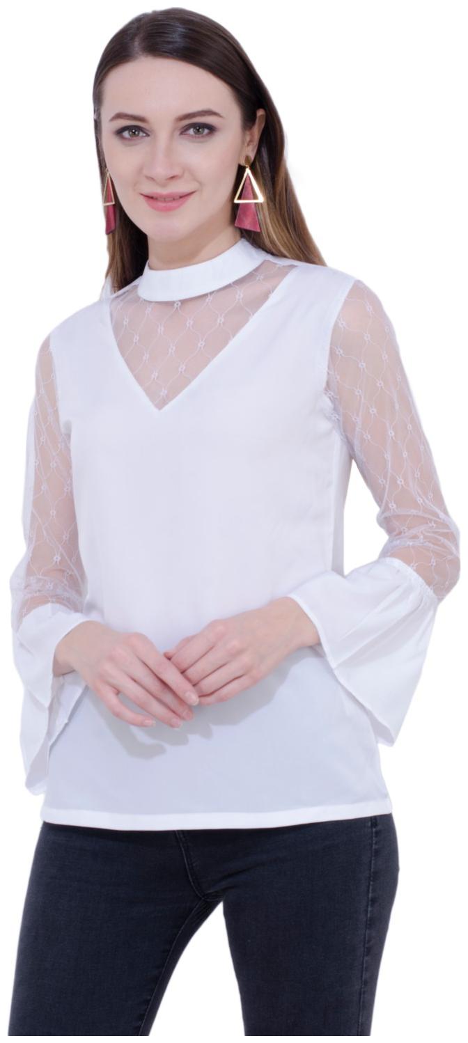 

KARMIC VISION Women Solid Regular top - White