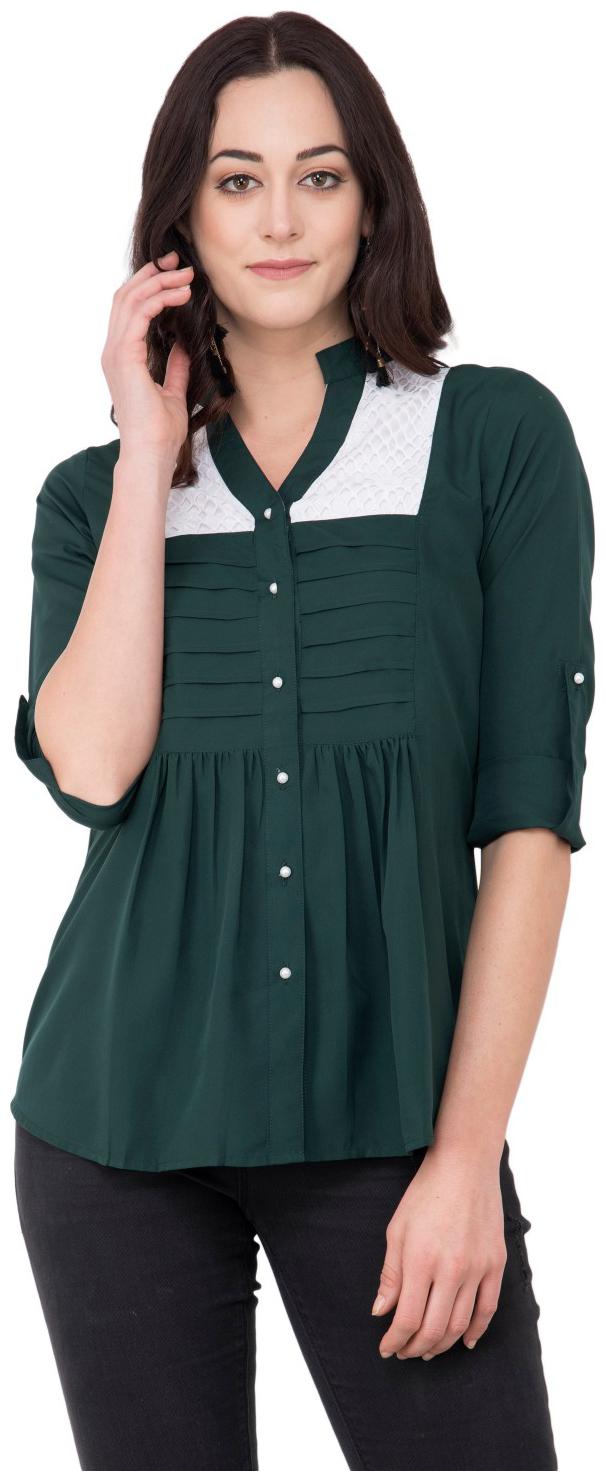 

KARMIC VISION Women Solid Regular top - Green