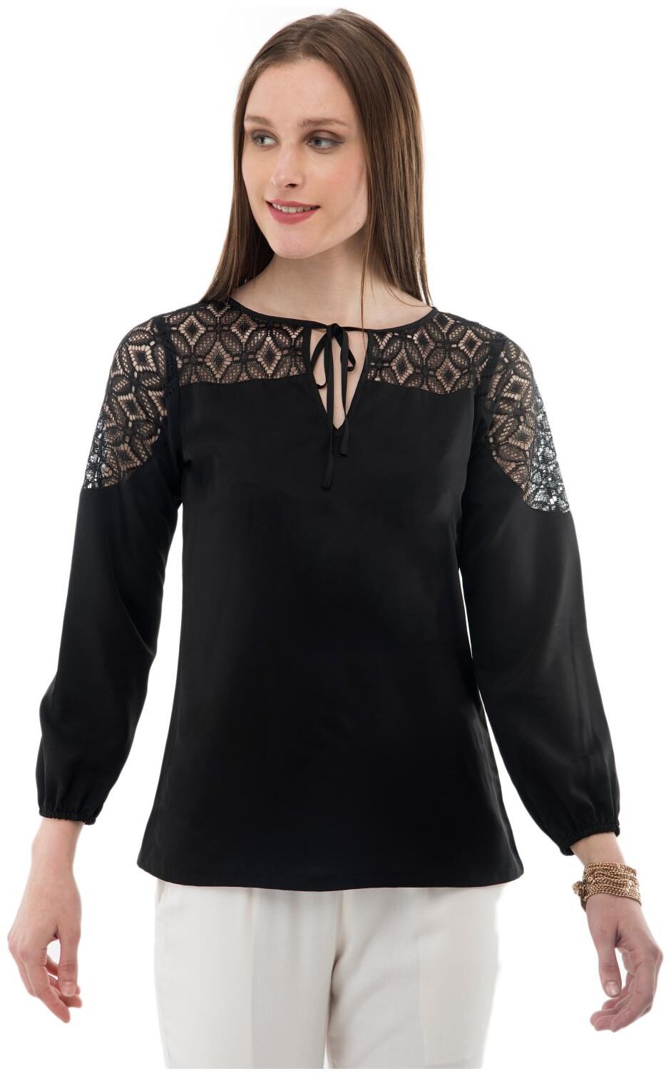 

KARMIC VISION Women Solid Regular top - Black