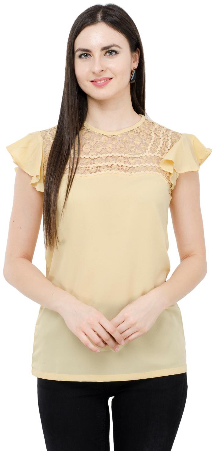 

KARMIC VISION Women Solid Regular top - Beige