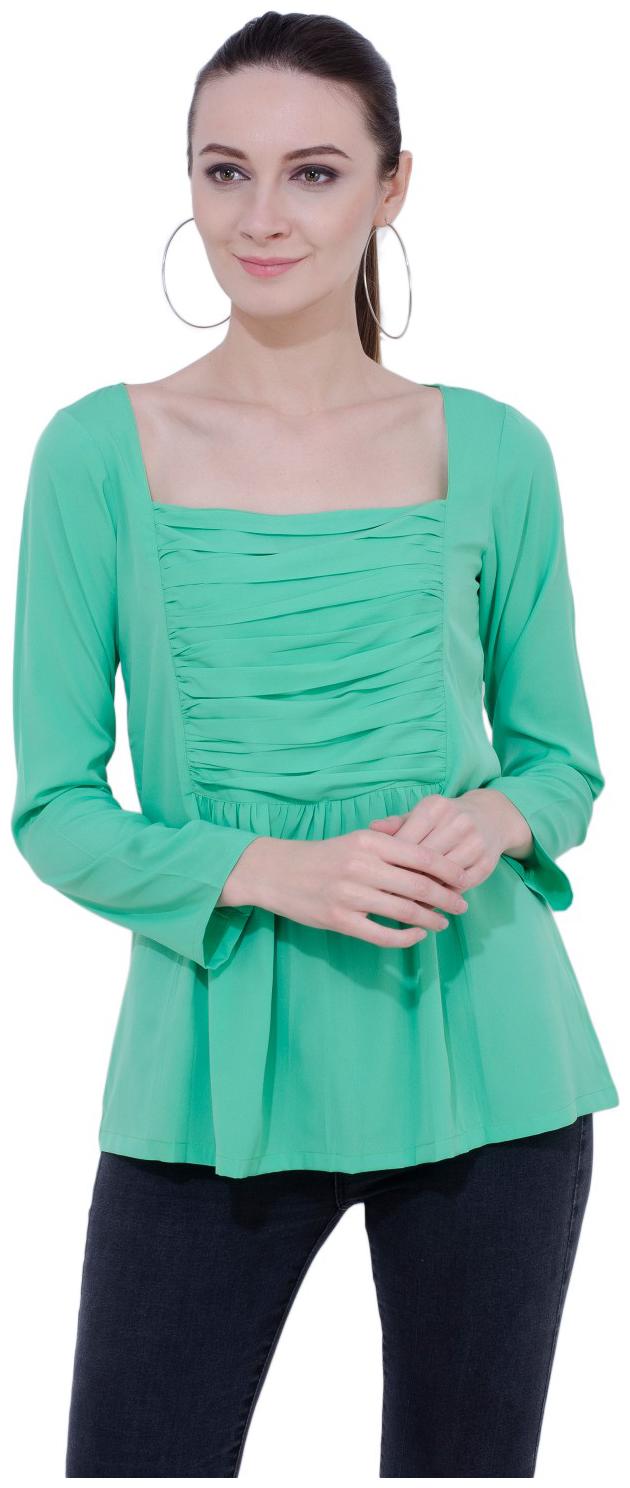

KARMIC VISION Women Solid Regular top - Green