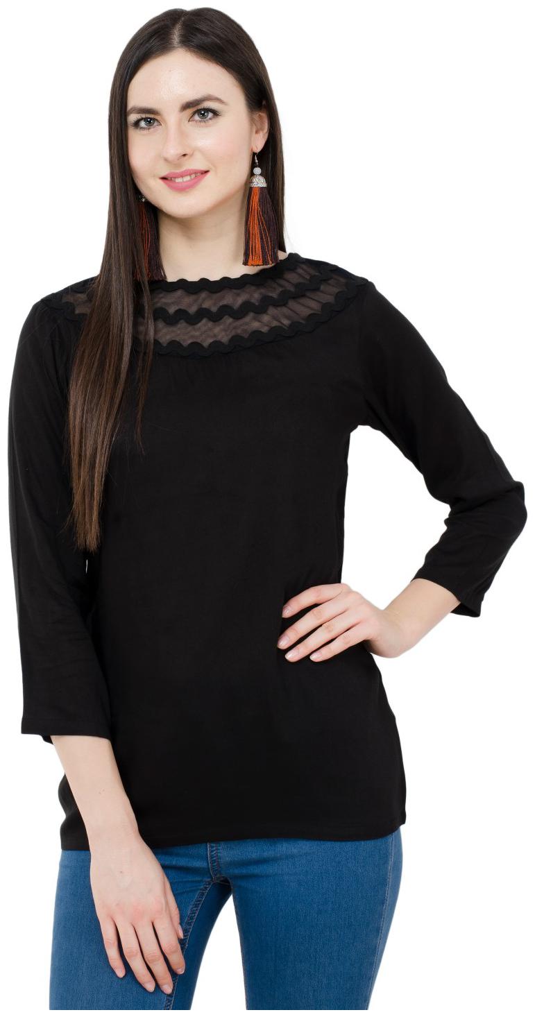 

KARMIC VISION Women Solid Regular top - Black