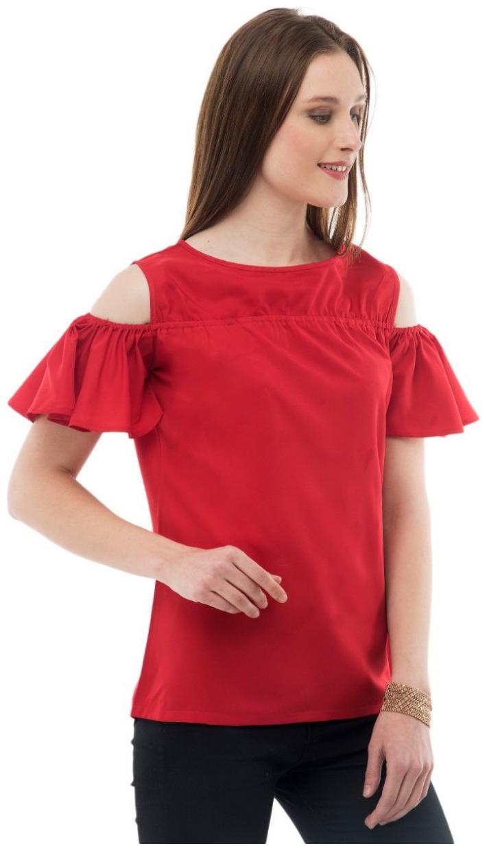

KARMIC VISION Women Solid Regular top - Red