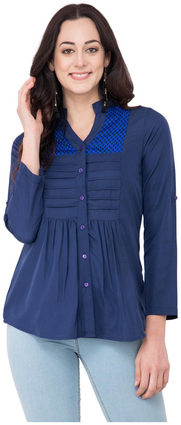 

KARMIC VISION Women Solid Regular top - Blue