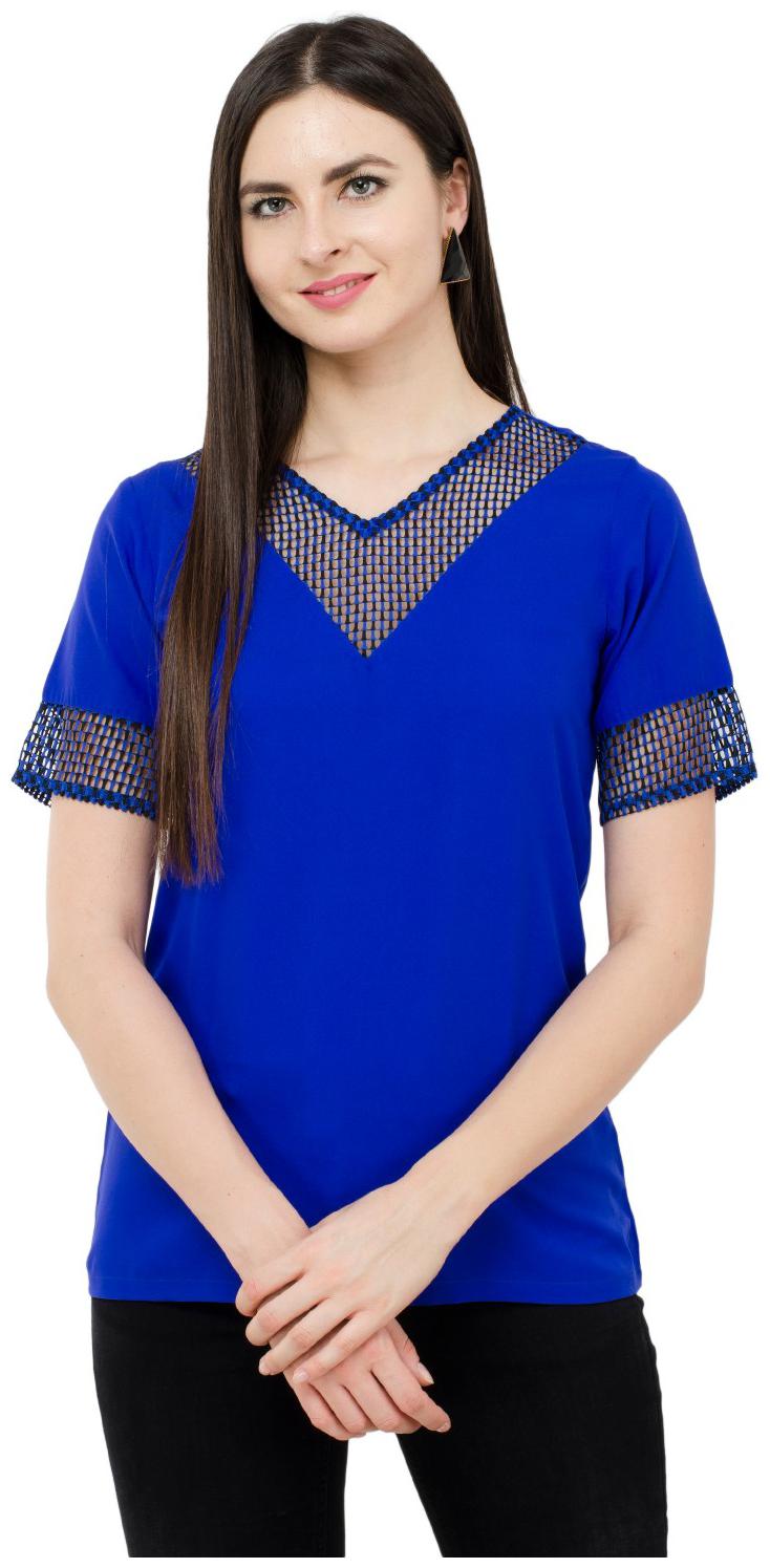 

KARMIC VISION Women Solid Regular top - Blue