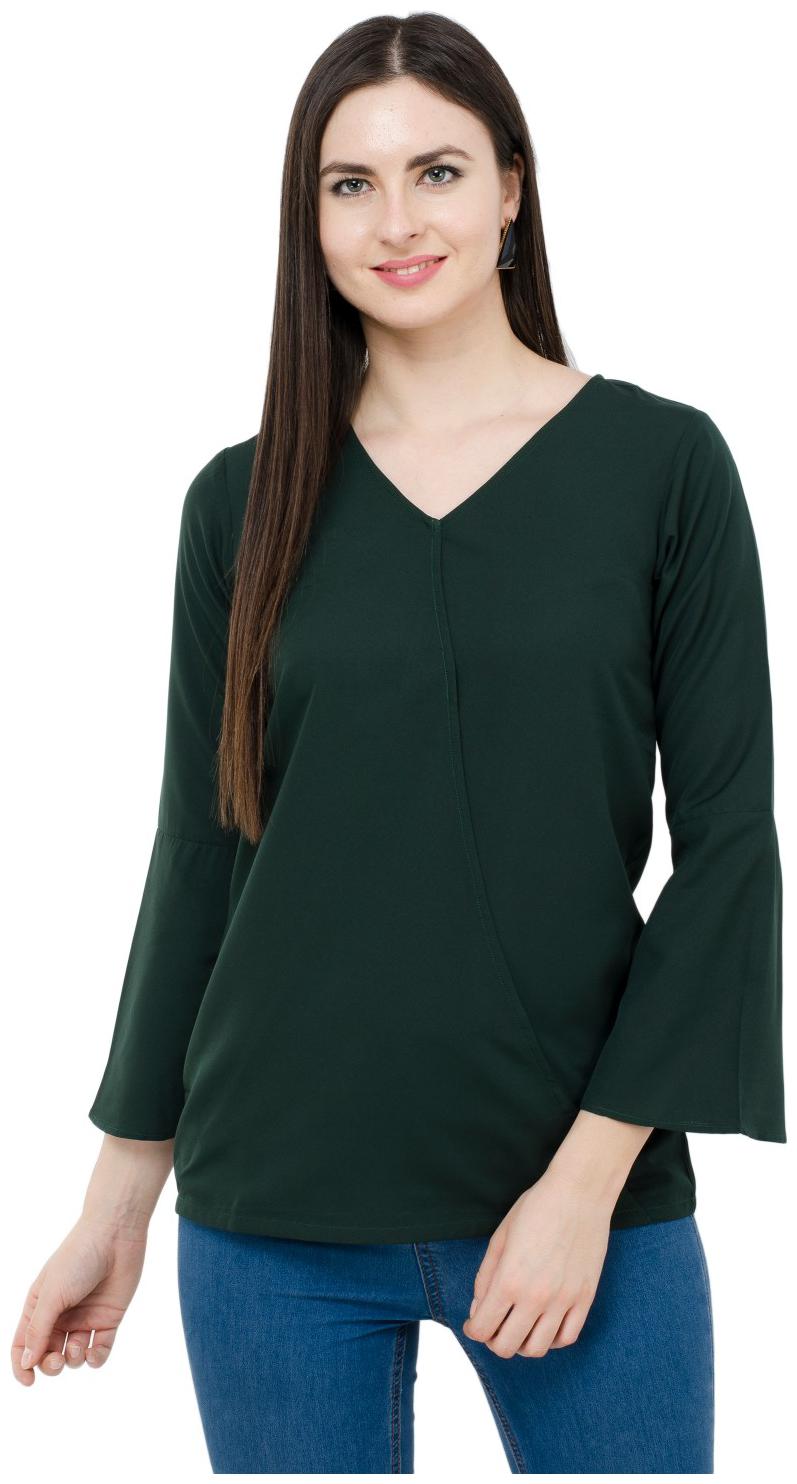 

KARMIC VISION Women Solid Regular top - Green