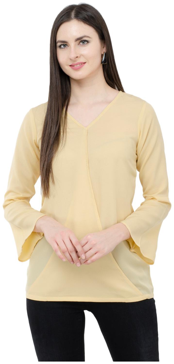

KARMIC VISION Women Solid Regular top - Beige