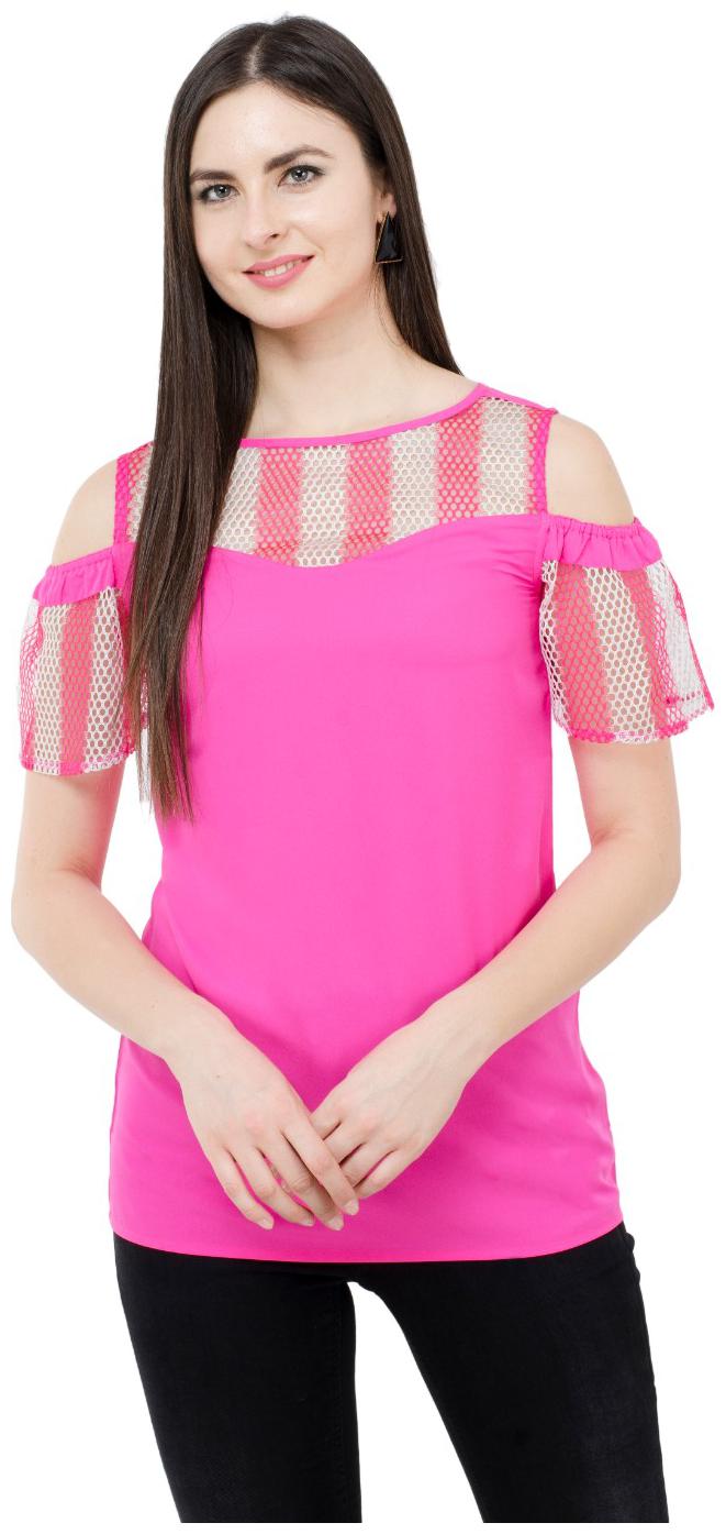 

KARMIC VISION Women Solid Regular top - Pink