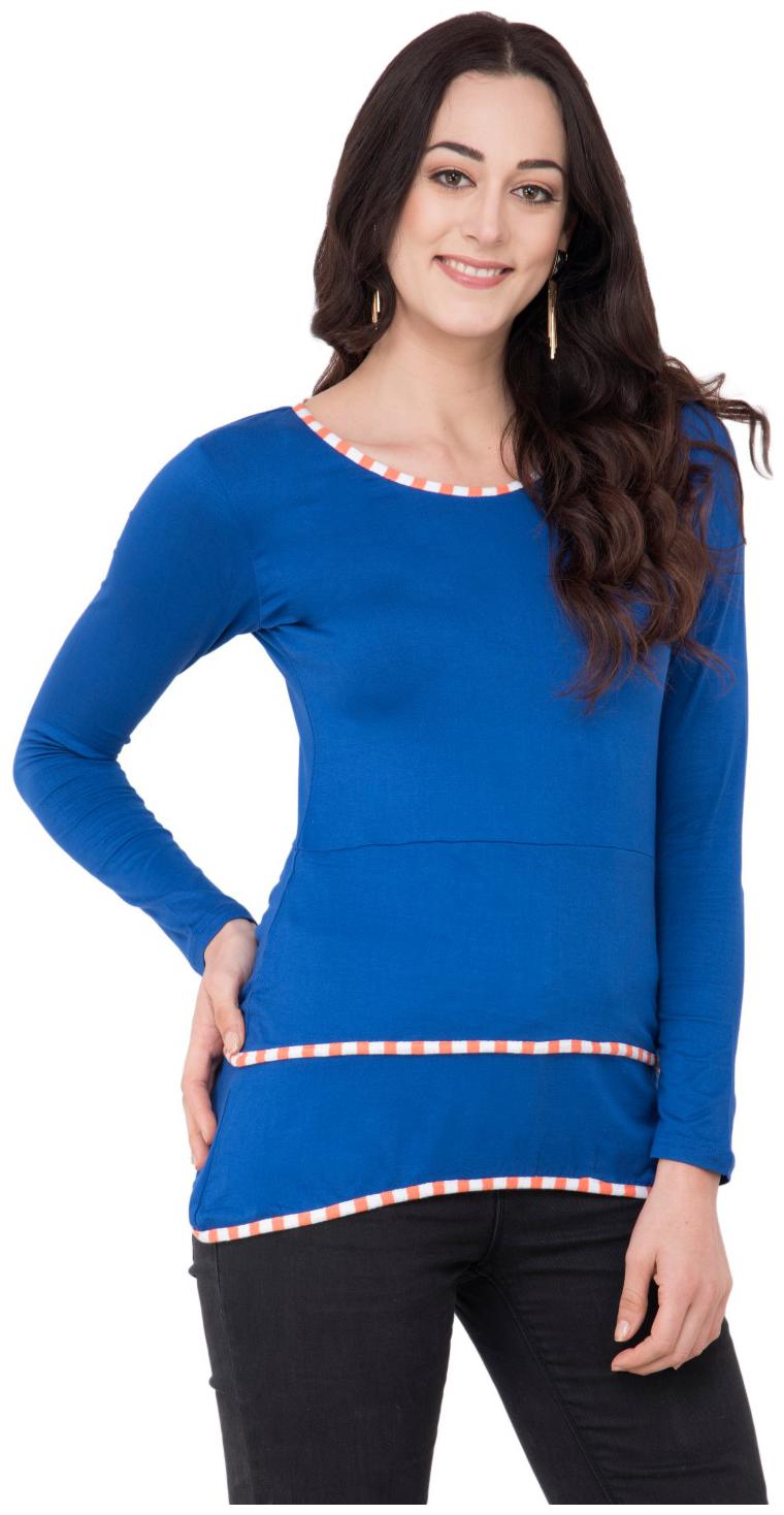 

KARMIC VISION Women Solid Regular top - Blue