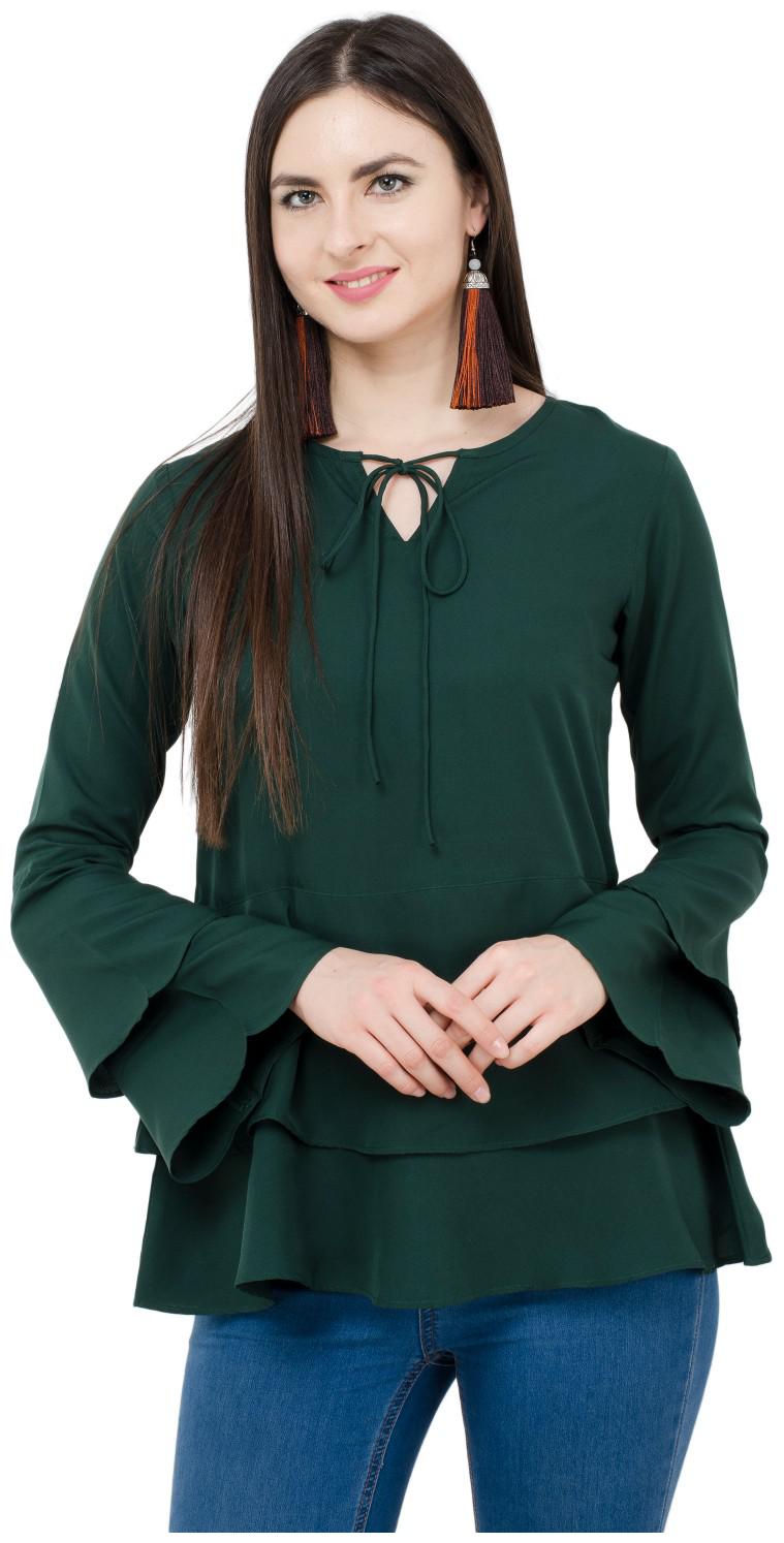

KARMIC VISION Women Solid Regular top - Green