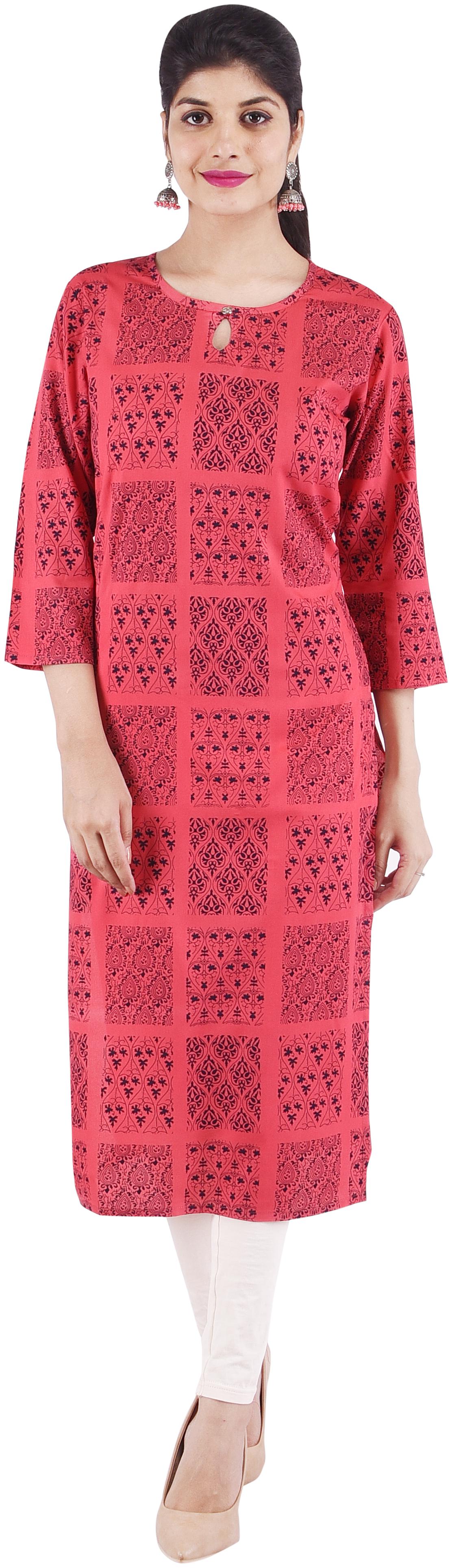 

KASHISHIYA Women Pink Printed Straight Kurti