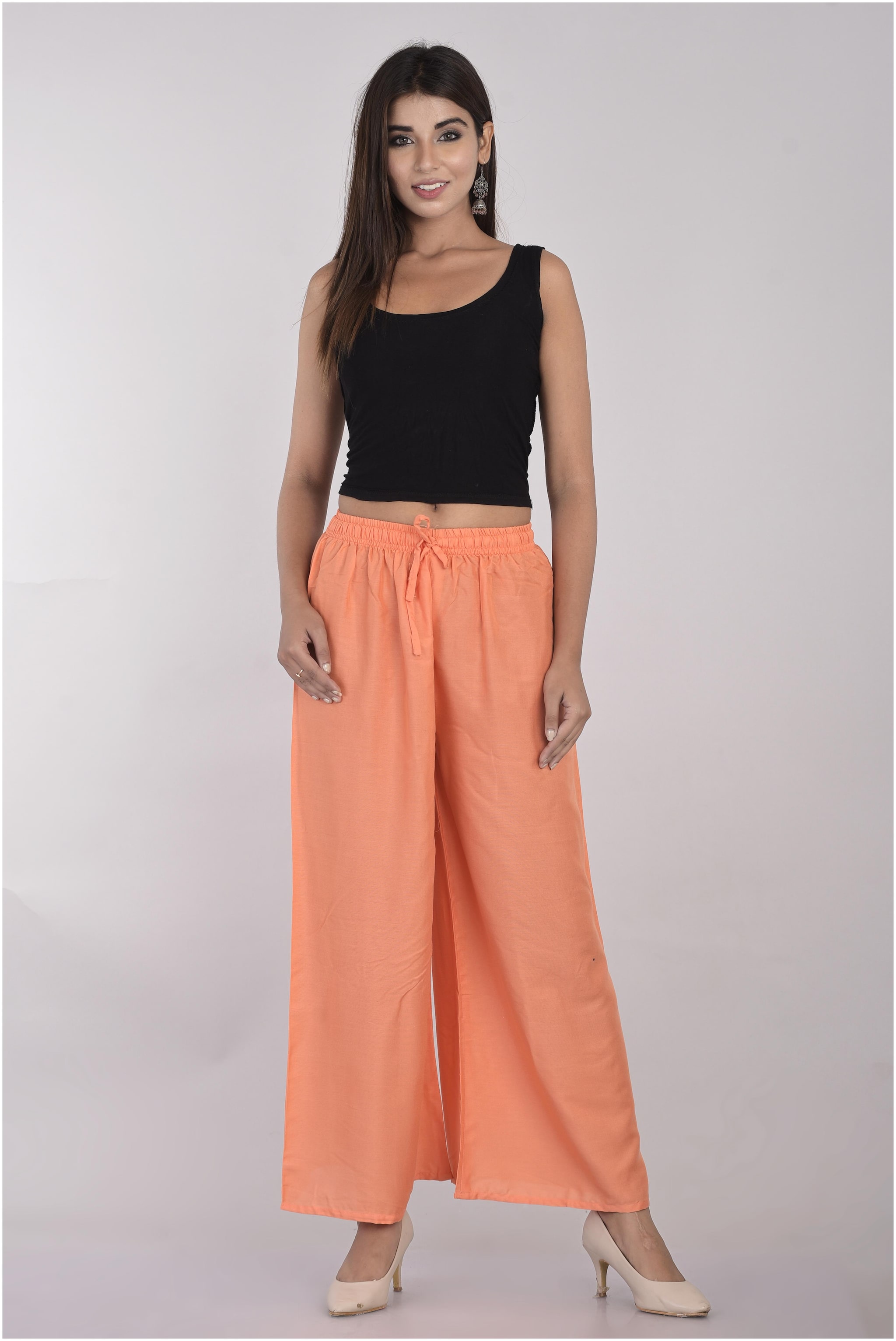

KASHISHIYA Orange Solid Straight Palazzo